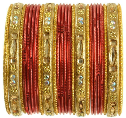 Indian Bangles Set Ethnic Traditional Bracelets Bollywood Bridal Churi 2.6 Red &