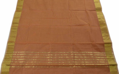 Zari Woven Pallu Border Indian Cotton Blend Plain Saree Sari Fabric