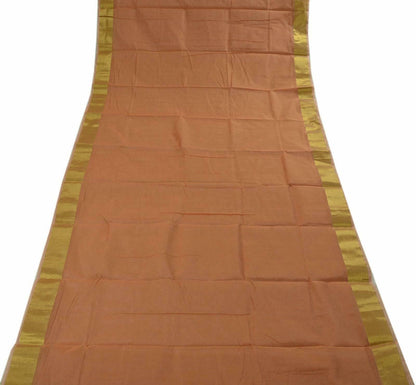 Zari Woven Pallu Border Indian Cotton Blend Plain Saree Sari Fabric