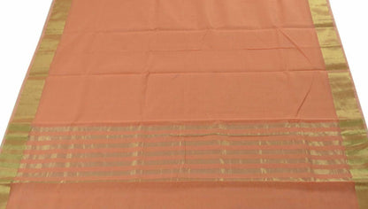 Zari Woven Pallu Border Indian Cotton Blend Plain Saree Sari Fabric