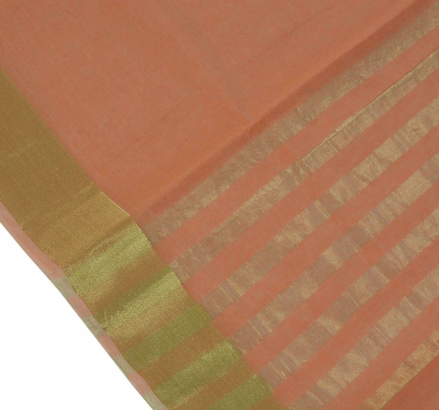 Zari Woven Pallu Border Indian Cotton Blend Plain Saree Sari Fabric