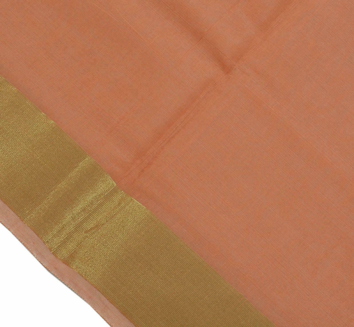 Zari Woven Pallu Border Indian Cotton Blend Plain Saree Sari Fabric