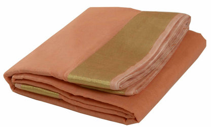 Zari Woven Pallu Border Indian Cotton Blend Plain Saree Sari Fabric