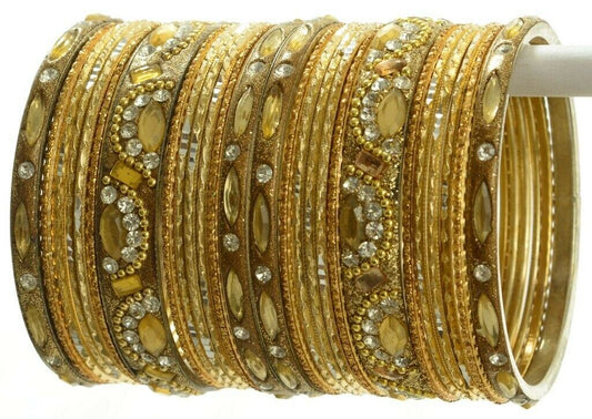 Indian Bangles Set of 26 Ethnic Bracelets Bridal Churi Kangan Cream 2-6