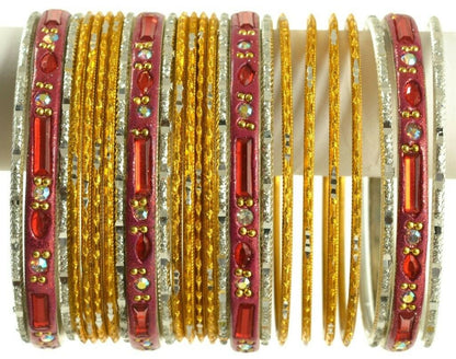 Indian Bangles Set Ethnic Traditional Bracelets Bollywood Bridal Churi 2.6 Gold