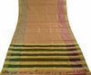 Woven Check Pattern Indian Ethnic Cotton Blend Saree Sari Fabric Cream & Rust