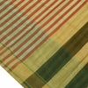 Woven Check Pattern Indian Ethnic Cotton Blend Saree Sari Fabric Cream & Rust