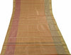 Woven Check Pattern Indian Ethnic Cotton Blend Saree Sari Fabric Cream & Rust