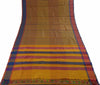 Woven Check Pattern Indian Ethnic Cotton Blend Saree Sari Fabric Saffron & Blue