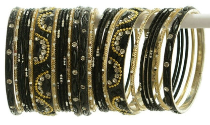 Indian Bangles Set of 26 Ethnic Bracelets Bridal Churi Kangan Black 2-4