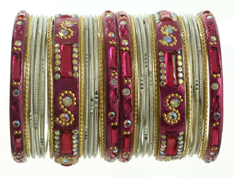 Indian Bangles Set of 26 Ethnic Bracelets Bollywood Churi Kangan Whte 2-4