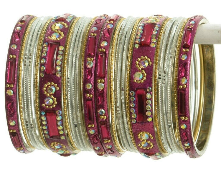 Indian Bangles Set of 26 Ethnic Bracelets Bollywood Churi Kangan Whte 2-4