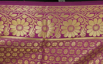 Banarasi Dupatta Indian Art Silk Woven Zari Brocade Long Stole Shawl Purple