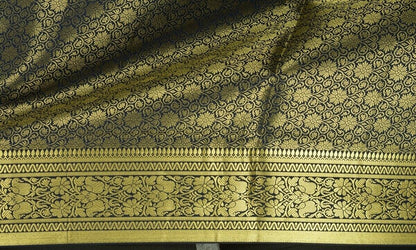 Indian Art Silk Woven Zari Brocade Long Stole Banarasi Dupatta Shawl Blue