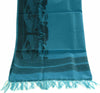 Woven Cotton Blend Indian Long Stole Banaras Ganga Ghat Dupatta Deep Blue
