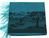 Woven Cotton Blend Indian Long Stole Banaras Ganga Ghat Dupatta Deep Blue