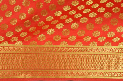 Indian Art Silk Woven Zari Brocade Long Stole Banarasi Dupatta Shawl Red