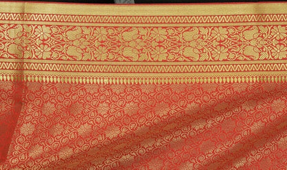 Banarasi Dupatta Indian Art Silk Woven Zari Brocade Long Stole Red