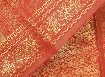 Banarasi Dupatta Indian Art Silk Woven Zari Brocade Long Stole Red