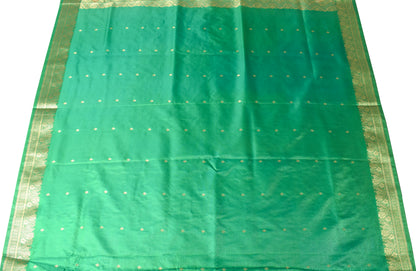 Banarasi Brocade Art Satin Silk Saree Maroon Green Zari Embroidered Sari Fabric