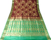 Banarasi Brocade Art Satin Silk Saree Maroon Green Zari Embroidered Sari Fabric