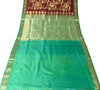 Banarasi Brocade Art Satin Silk Saree Maroon Green Zari Embroidered Sari Fabric