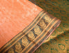 Indian Art Silk Sari Woven Zari & Self Brocade Wedding Saree Fabric Orangish Pea