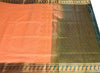 Indian Art Silk Sari Woven Zari & Self Brocade Wedding Saree Fabric Orangish Pea