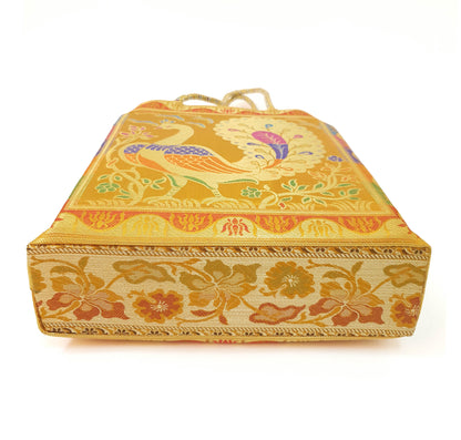 Banarasi Silk Hand Bag Woven Zari Brocade Tote Bag  / Shoulder Handbags with Golden Tassels Nice item to Gift