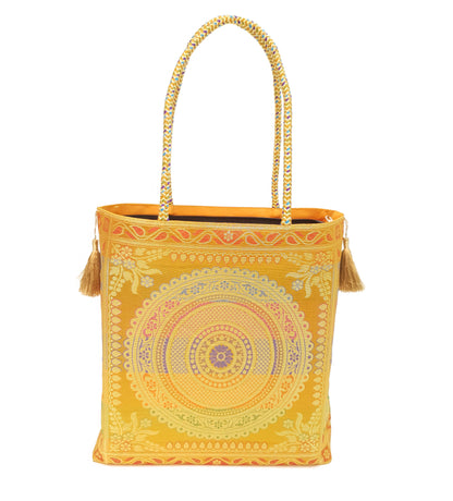 Banarasi Silk Hand Bag Woven Zari Brocade Tote Bag  / Shoulder Handbags with Golden Tassels Nice item to Gift