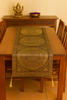 Dark Brown Banarasi Table Runner 72x16" Silk Brocade Mandala Dining Decor Cloth