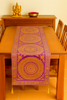 Magenta Banarasi Table Runner 72x16" Silk Brocade Mandala Dining Decor Cloth