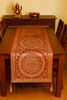 Red Banarasi Table Runner 72x16" Silk Brocade Mandala Dining Decor Cloth Gift