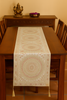 White Table Runner 72x16" Banarasi Silk Brocade Mandala Dining Decor Cloth Gift