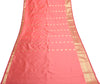Banarasi Art Silk Saree with Blouse Fabric Coral Pink Leaves Gold Zari Weaving