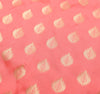 Banarasi Art Silk Saree with Blouse Fabric Coral Pink Leaves Gold Zari Weaving