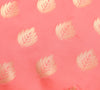 Banarasi Art Silk Saree with Blouse Fabric Coral Pink Leaves Gold Zari Weaving