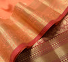 Banarasi Art Silk Saree Blouse Fabric Peach Leaves Gold Zari Weaving Indian Sari