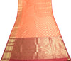 Banarasi Art Silk Saree Blouse Fabric Peach Leaves Gold Zari Weaving Indian Sari