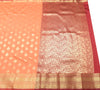 Banarasi Art Silk Saree Blouse Fabric Peach Leaves Gold Zari Weaving Indian Sari