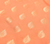 Banarasi Art Silk Saree Blouse Fabric Peach Leaves Gold Zari Weaving Indian Sari