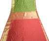 Banarasi Art Silk Saree Blouse Fabric Henna Green Leaves Gold Zari Weaving Sari