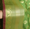 Banarasi Art Silk Saree Blouse Fabric Henna Green Leaves Gold Zari Weaving Sari