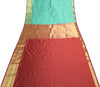 Banarasi Art Silk Saree with Blouse Fabric Aqua Green Leaves Gold Zari Weaving