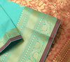 Banarasi Art Silk Saree with Blouse Fabric Aqua Green Leaves Gold Zari Weaving