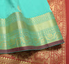 Banarasi Art Silk Saree with Blouse Fabric Aqua Green Leaves Gold Zari Weaving