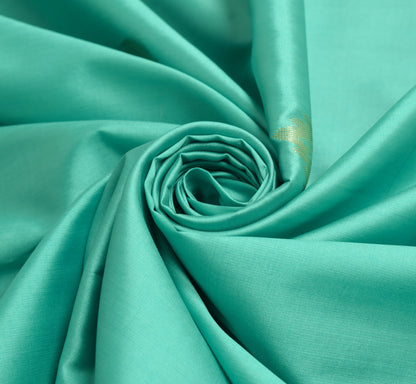 Banarasi Art Silk Saree with Blouse Fabric Aqua Green Leaves Gold Zari Weaving