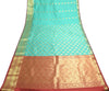 Banarasi Art Silk Saree with Blouse Fabric Aqua Green Leaves Gold Zari Weaving