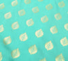 Banarasi Art Silk Saree with Blouse Fabric Aqua Green Leaves Gold Zari Weaving