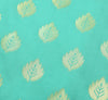 Banarasi Art Silk Saree with Blouse Fabric Aqua Green Leaves Gold Zari Weaving